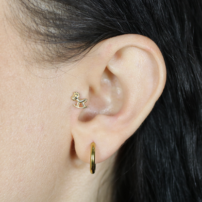 Carousel Horse Flatback Ear Piercing 14K Gold