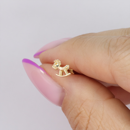 Rocker Horse Flatback Ear Piercing 14K Gold