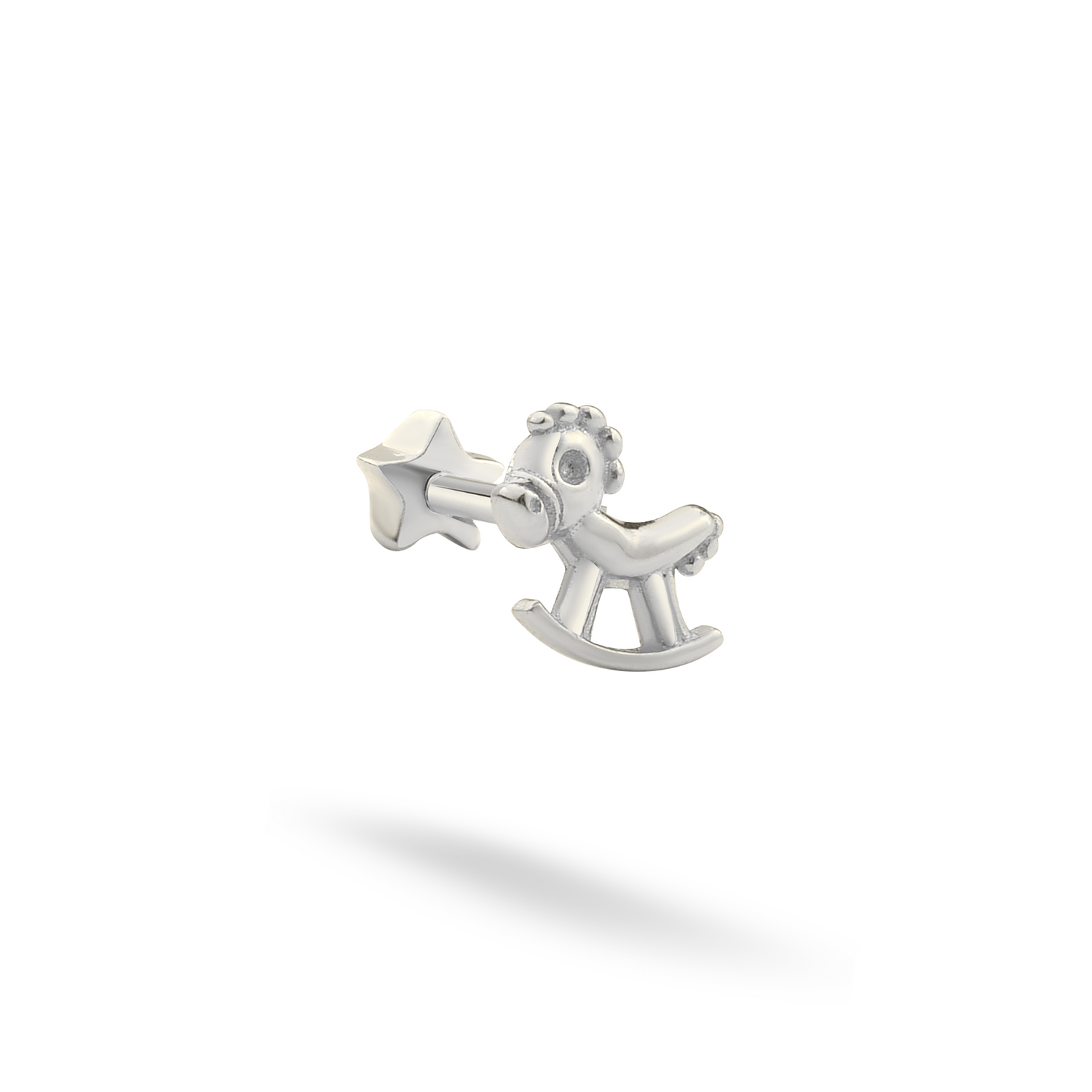 Rocker Horse Flatback Ear Piercing 14K Gold