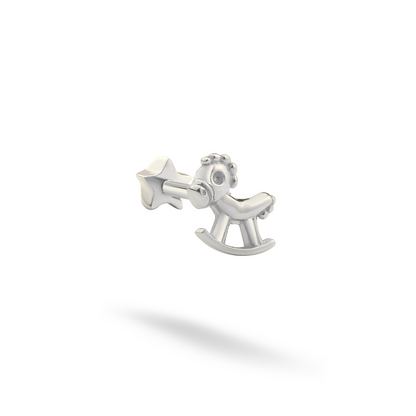 Rocker Horse Flatback Ear Piercing 14K Gold