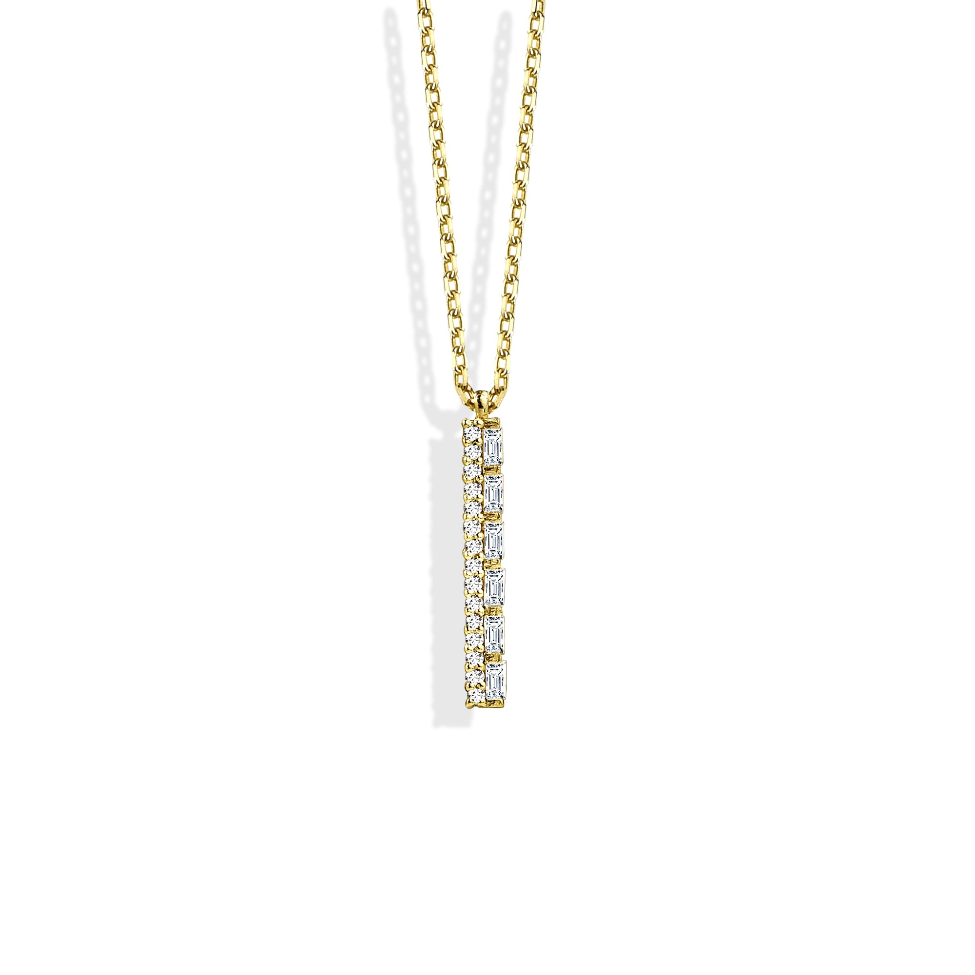 Flow Rod Diamond Necklace 14K Gold