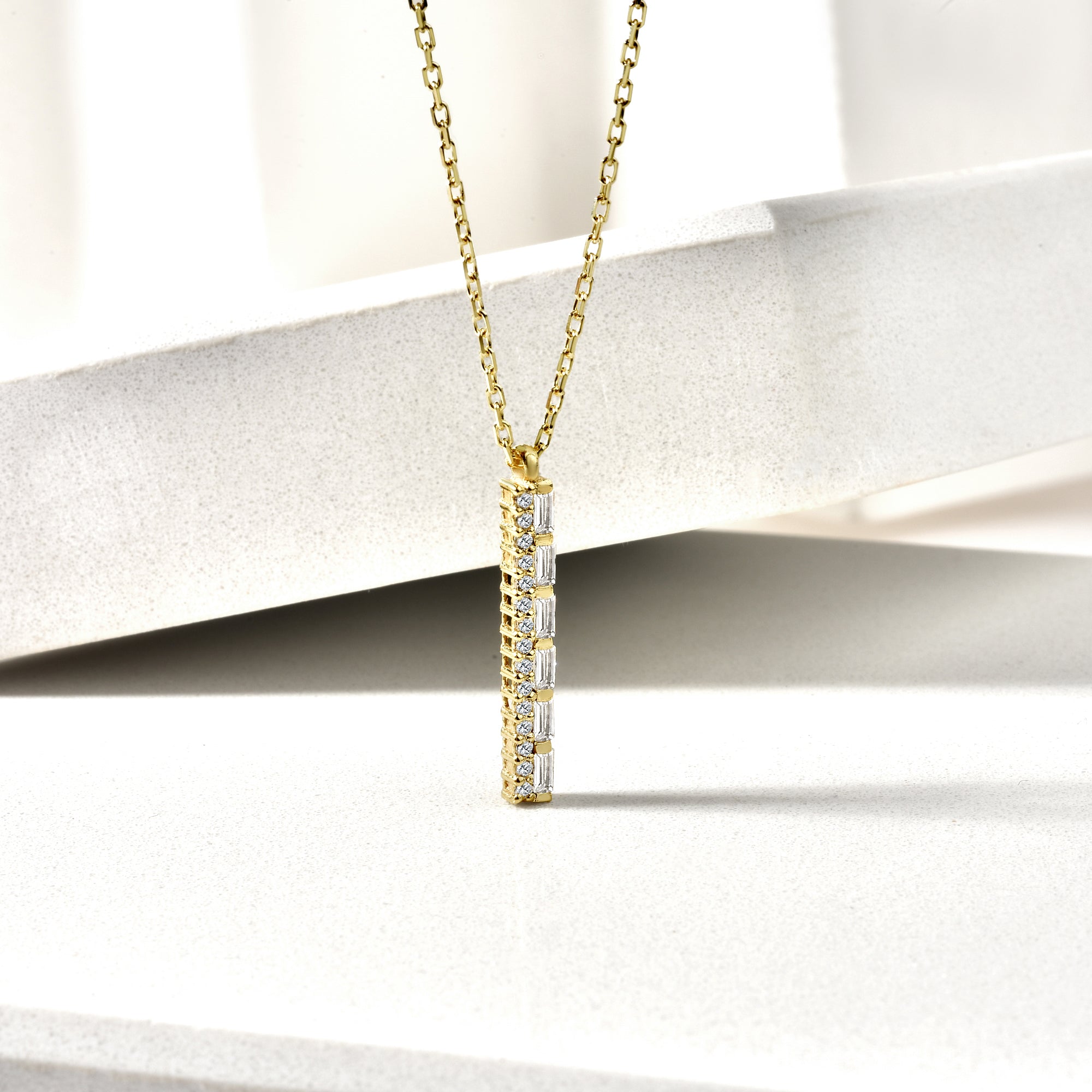 Rod Waterway Diamond Necklace 14K Gold