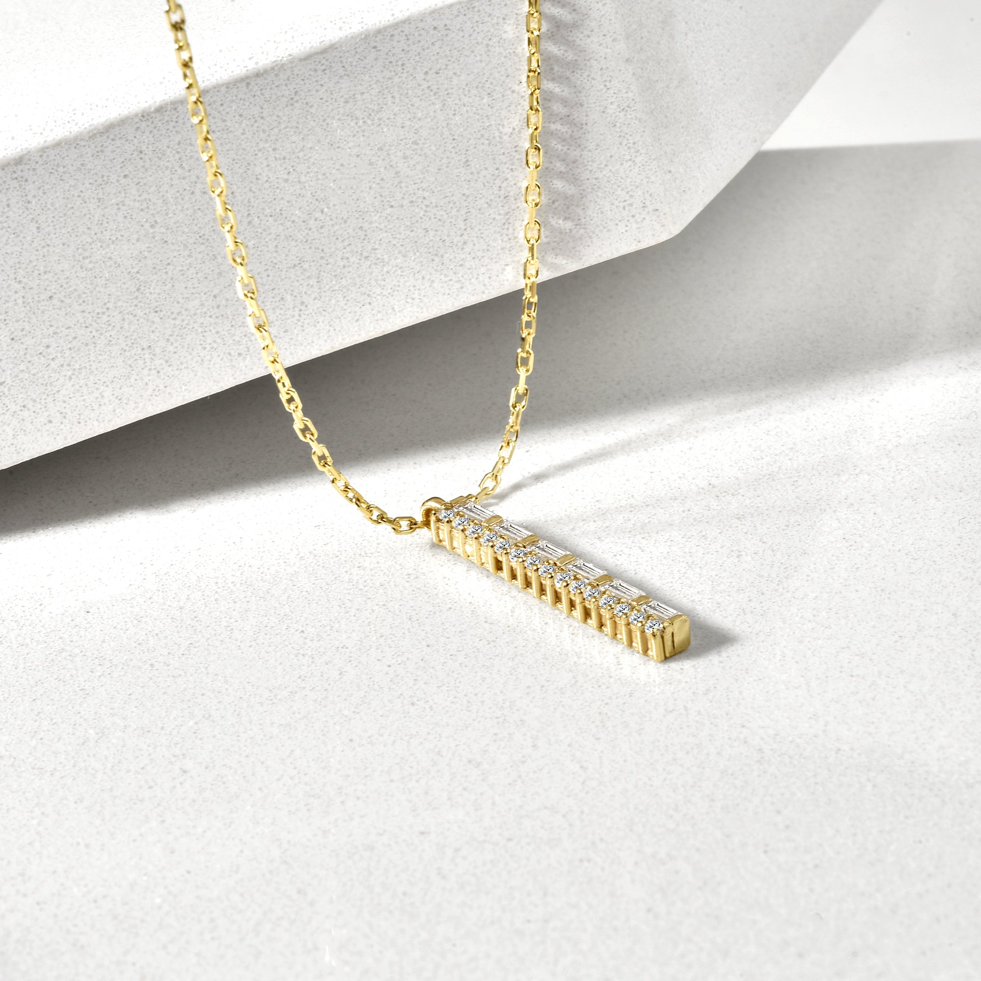 Rod Waterway Diamond Necklace 14K Gold