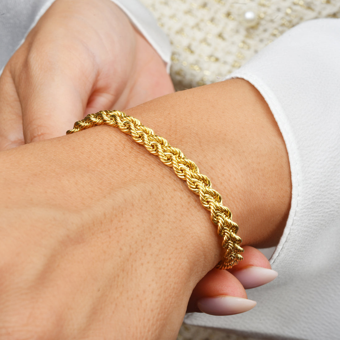 Twisted Gold Rope Bracelet
