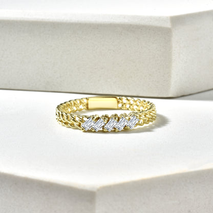 Rope Chain Diamond Ring 14K Gold