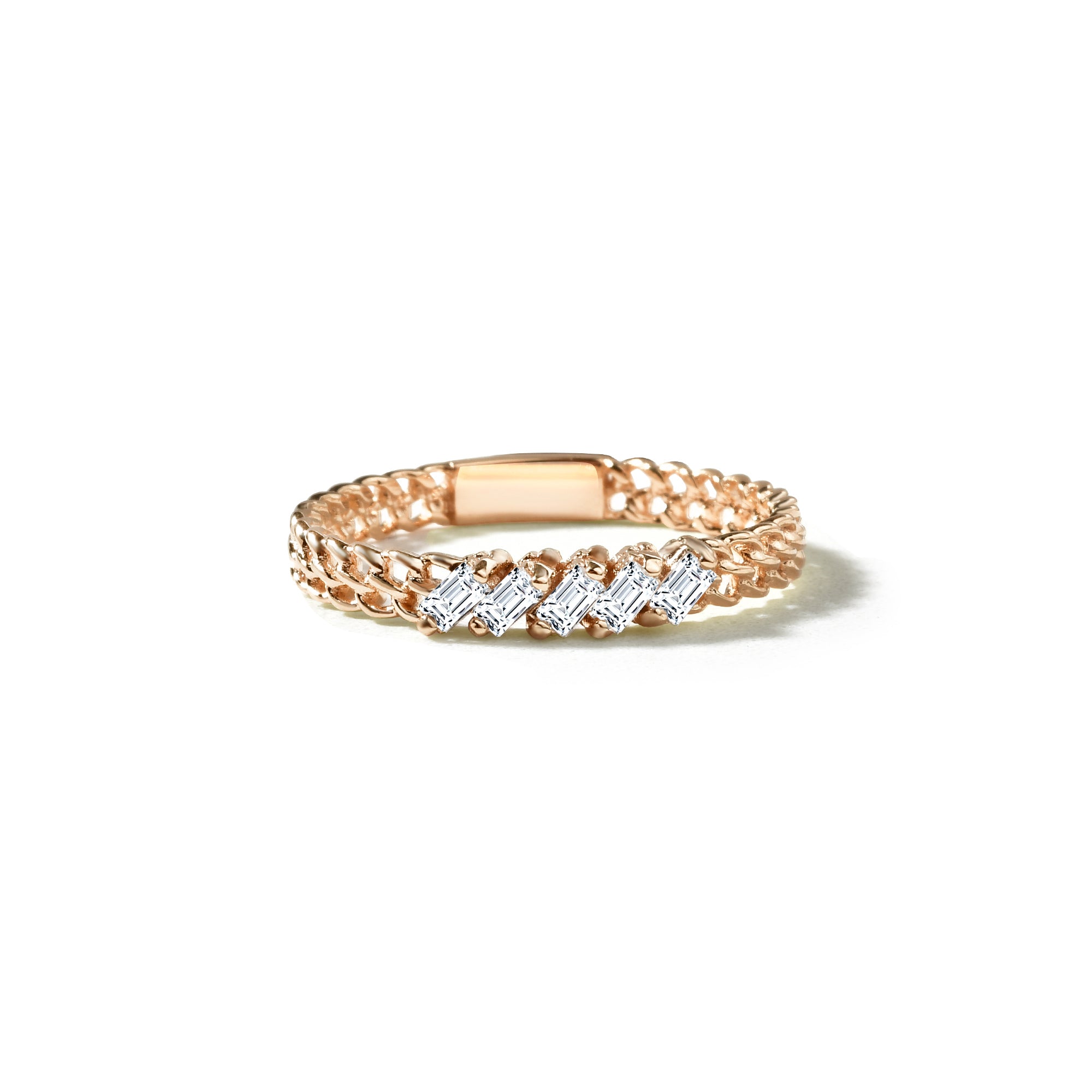 Rope Chain Diamond Ring 14K Gold