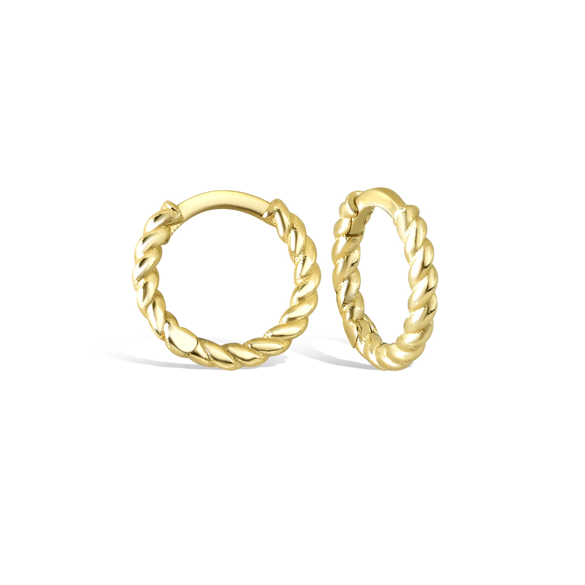 Rope Huggie Hoops Earrings 14K Gold 		