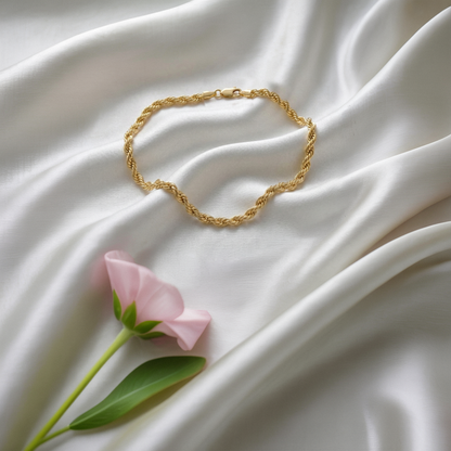 Rope Twist Chain Bracelet 14K Gold