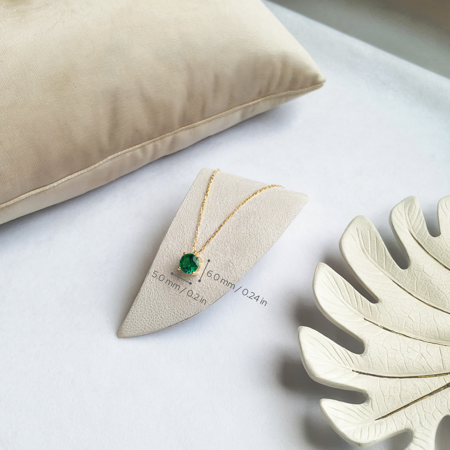 Round Birthstone Solitaire Custom Necklace 14K Gold