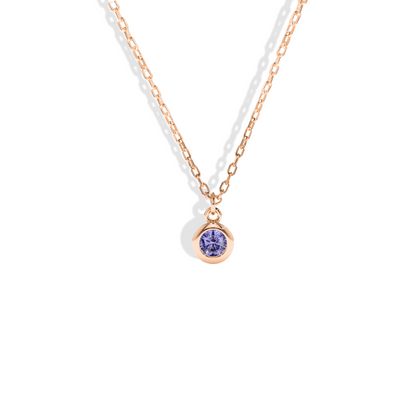 Round Frame Birthstone Gemstone Custom Necklace 14K Gold