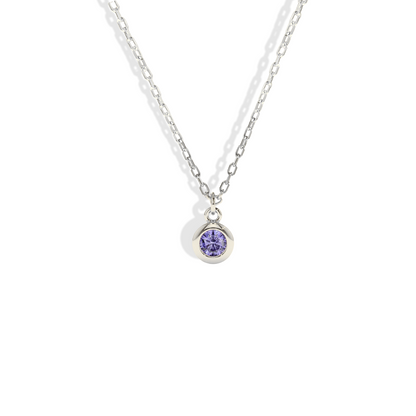 Round Frame Birthstone Gemstone Custom Necklace 14K Gold