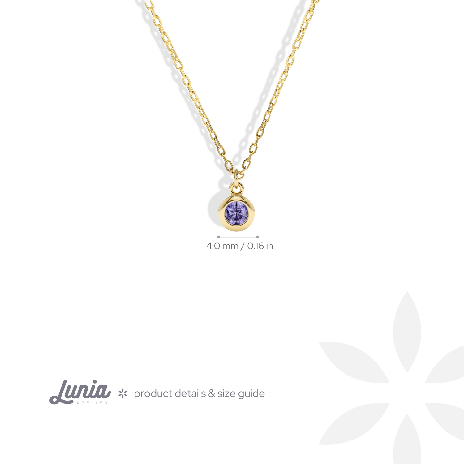 Round Frame Birthstone Gemstone Custom Necklace 14K Gold