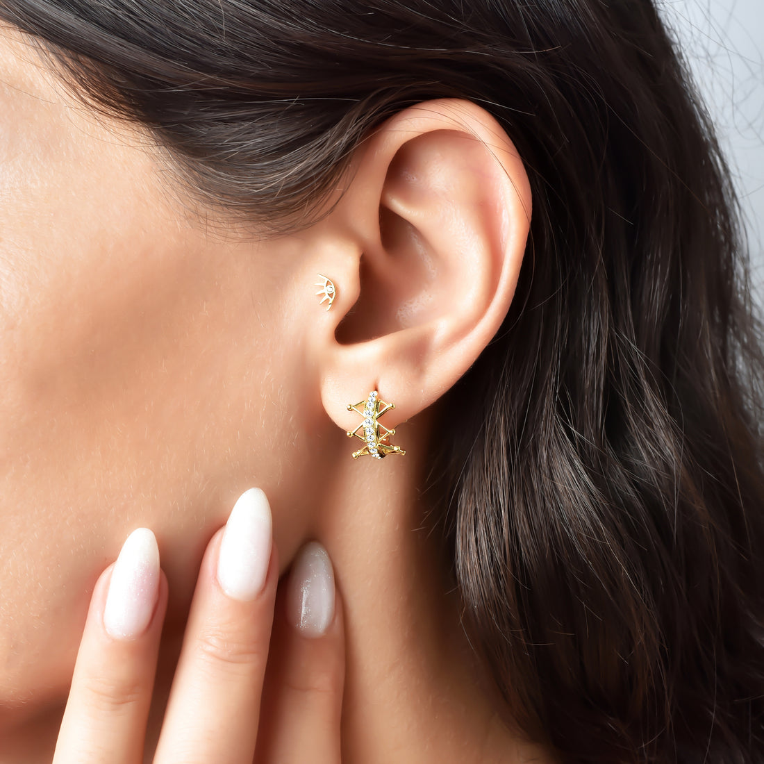 Regal Spark 14K Gold Diamond Hoop Earrings
