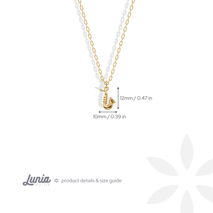 Saxophone charm measures 10 mm across its curve and 12 mm from mouthpiece to bell