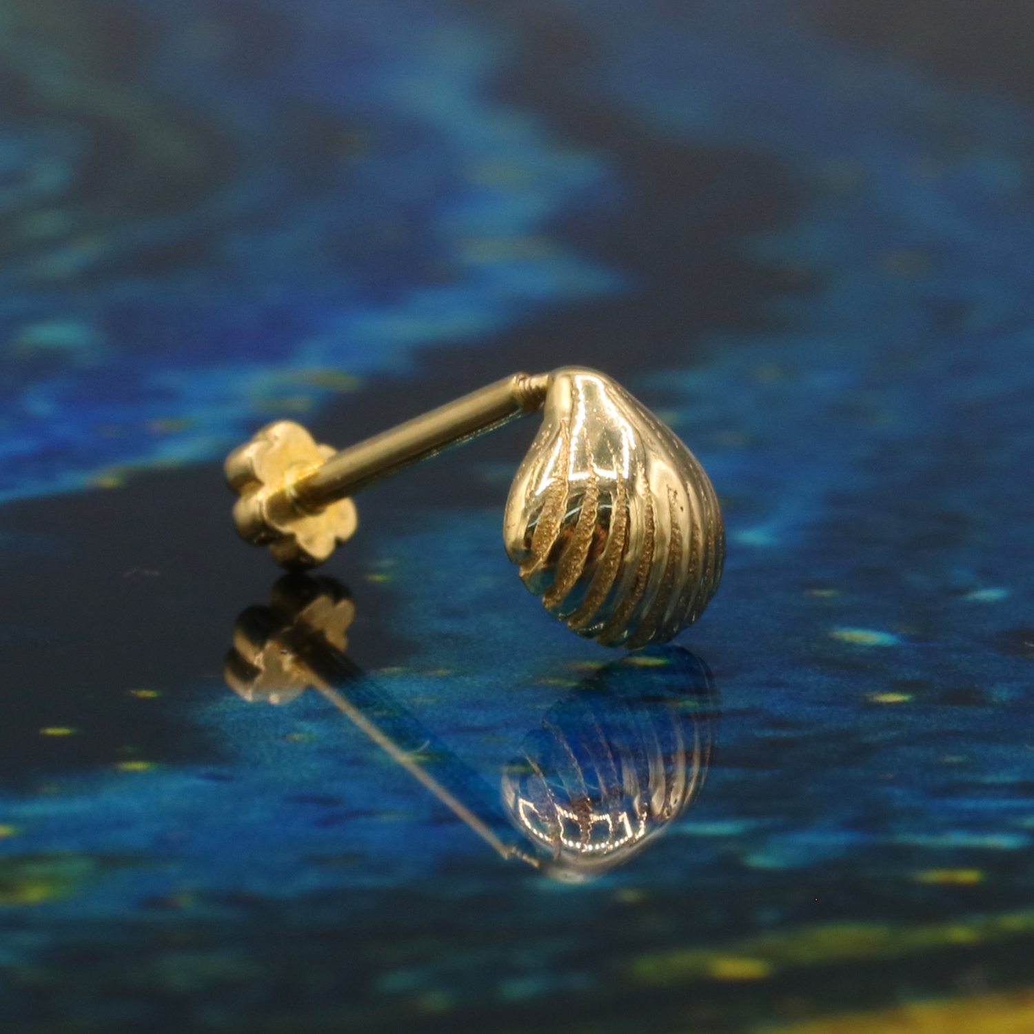 Sea Shell Flatback Ear Piercing 14K Gold