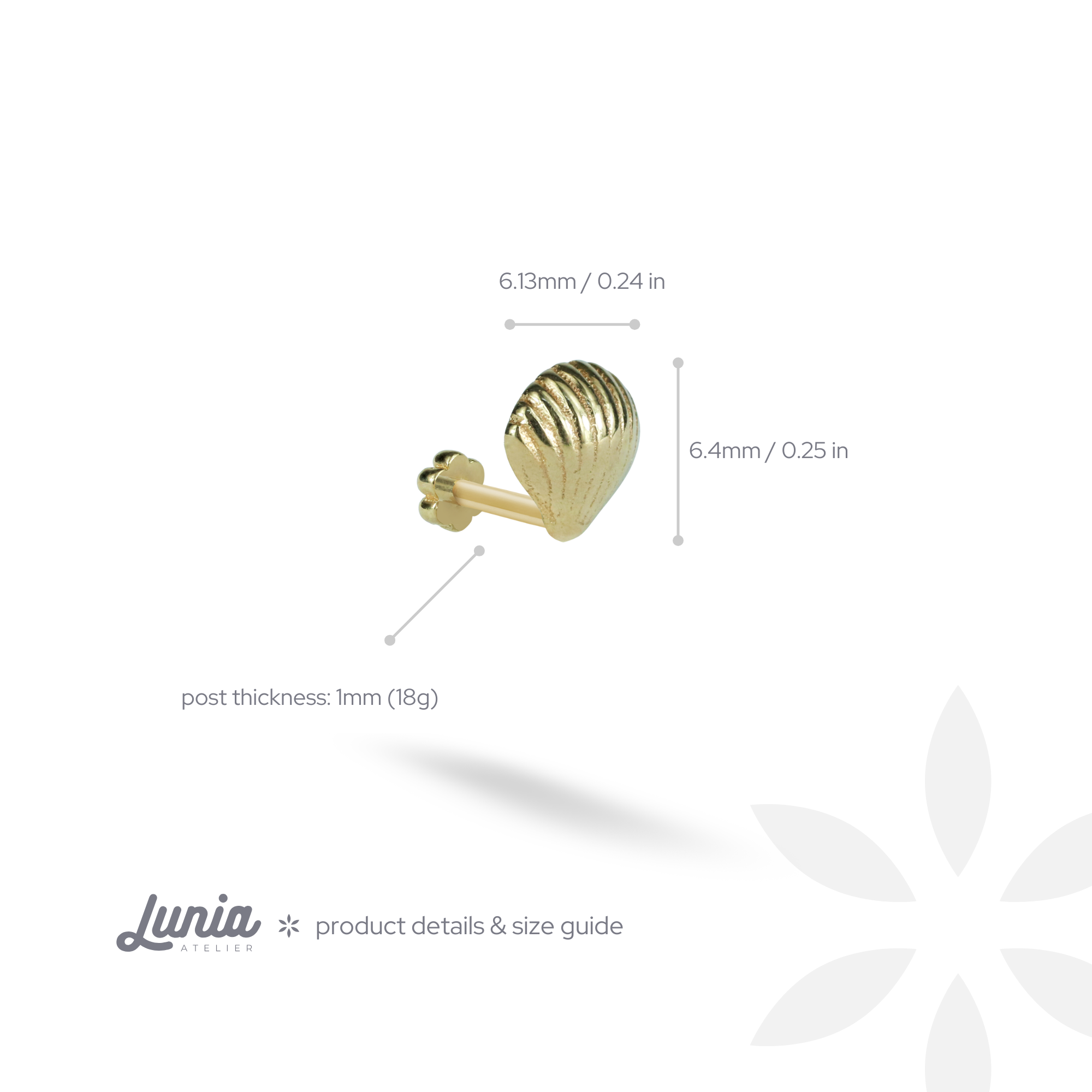 Sea Shell Flatback Ear Piercing 14K Gold