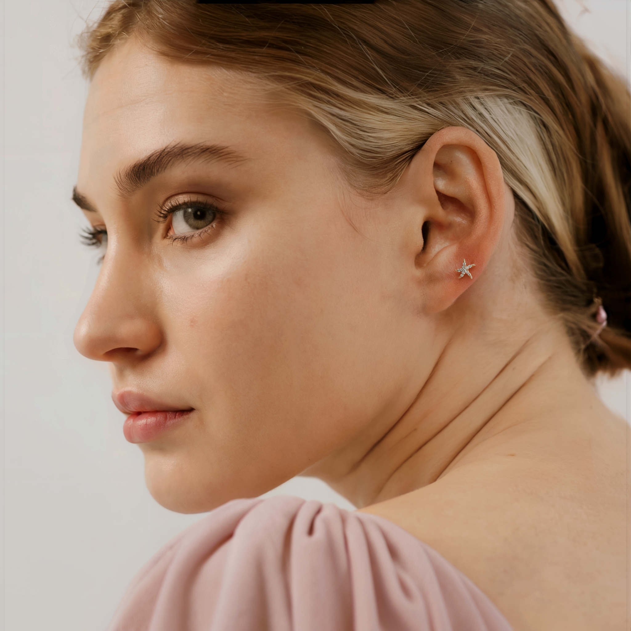 Sea Star Flatback Ear Piercing 14K Gold / Silver