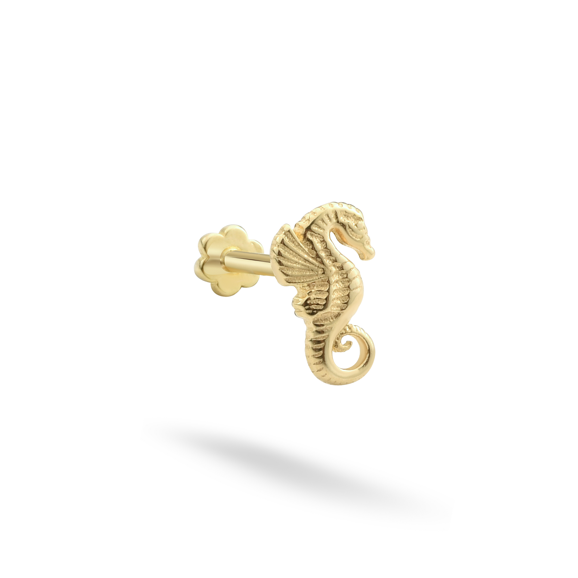 Seahorse Flatback Ear Piercing 14K Gold – Lunia Atelier