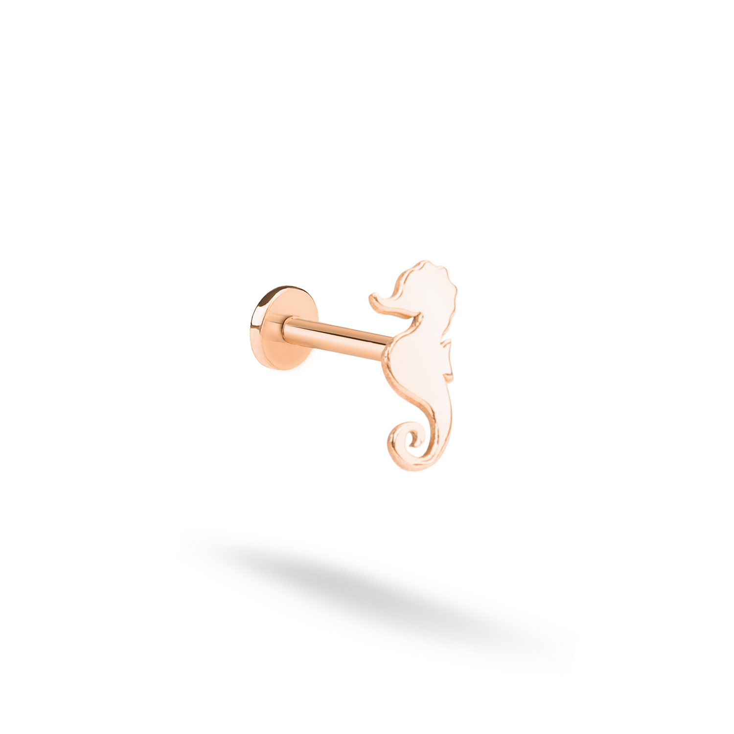 Seahorse Flatback Ear Piercing 14K Gold