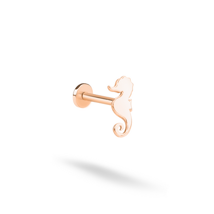 Seahorse Flatback Ear Piercing 14K Gold