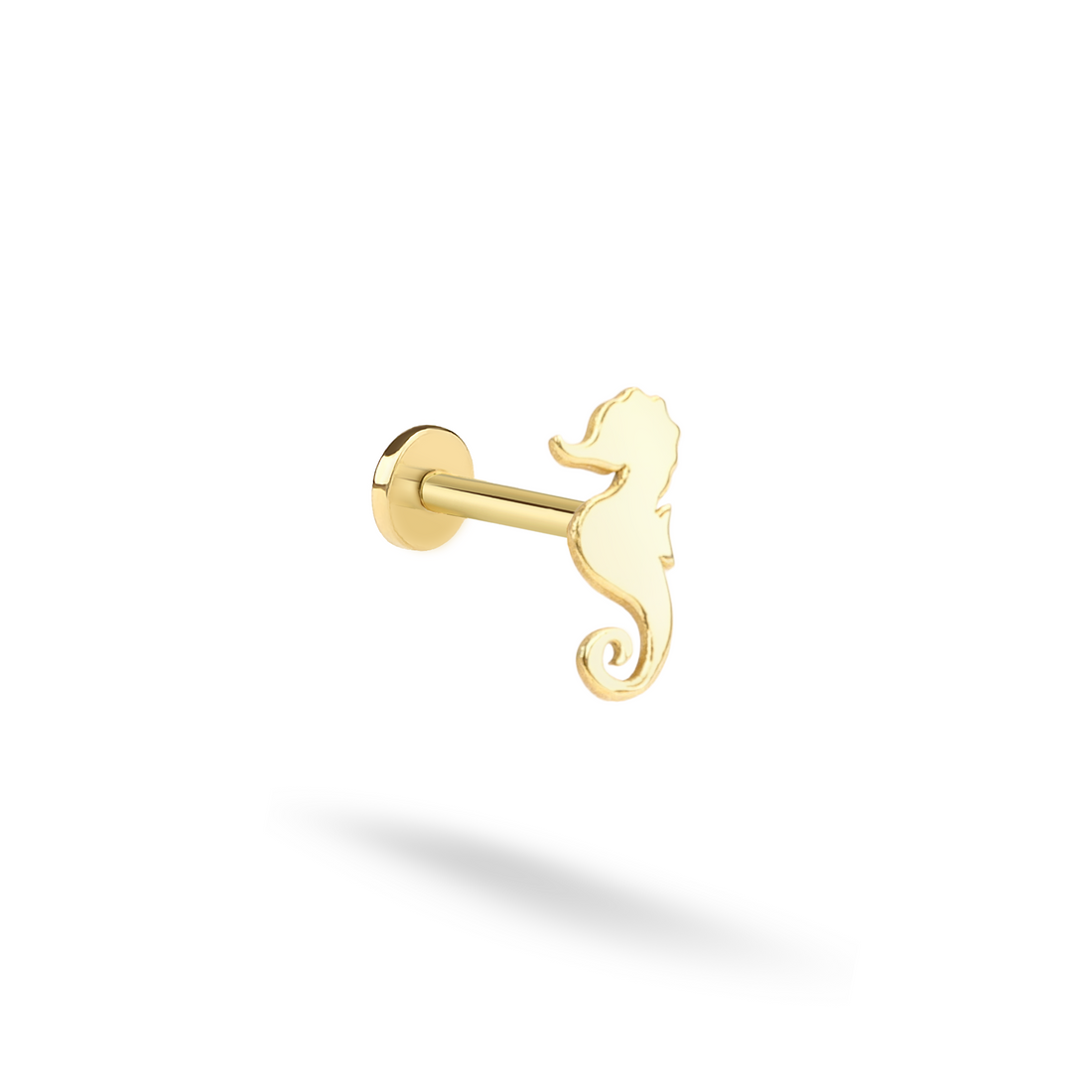 Seahorse Flatback Ear Piercing 14K Gold