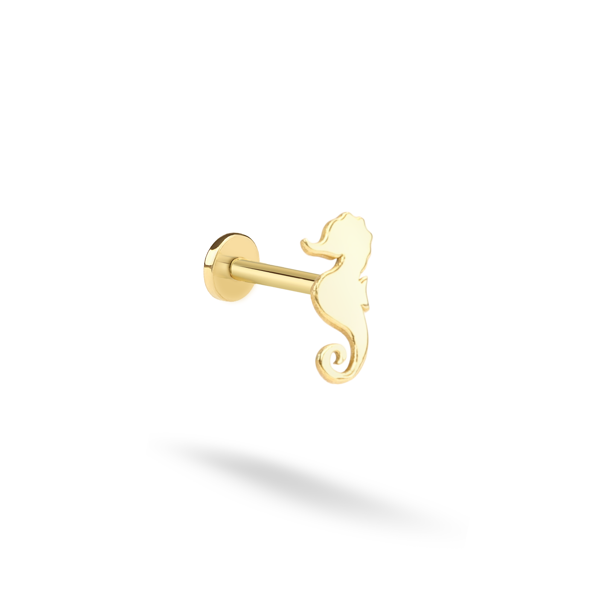 Seahorse Flatback Ear Piercing 14K Gold