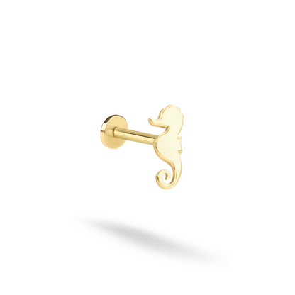 Seahorse Flatback Ear Piercing 14K Gold