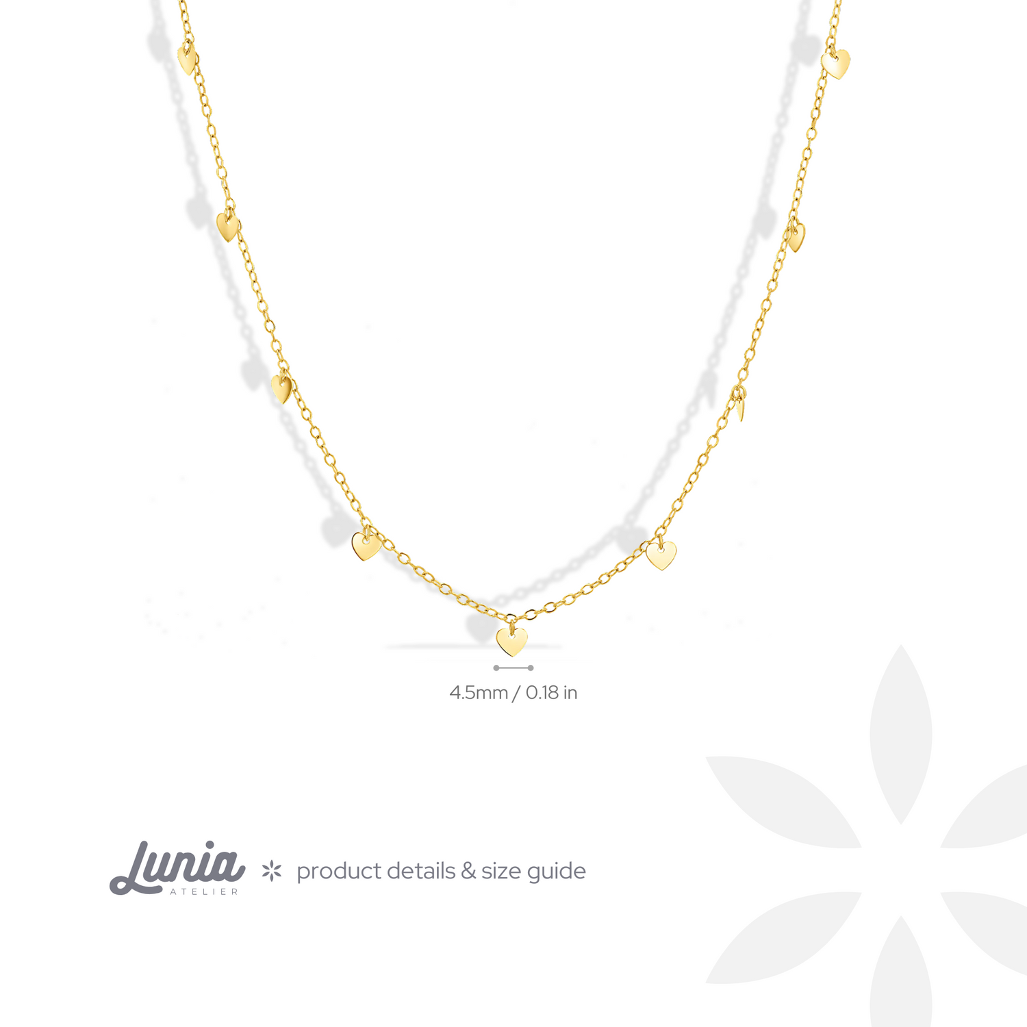 Sequential Series Heart Love Chain Necklace 14K Gold