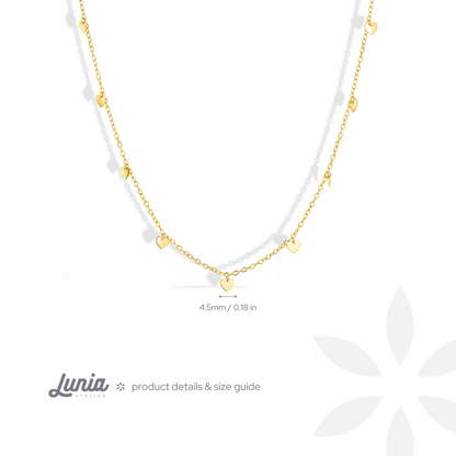 Sequential Series Heart Love Chain Necklace 14K Gold