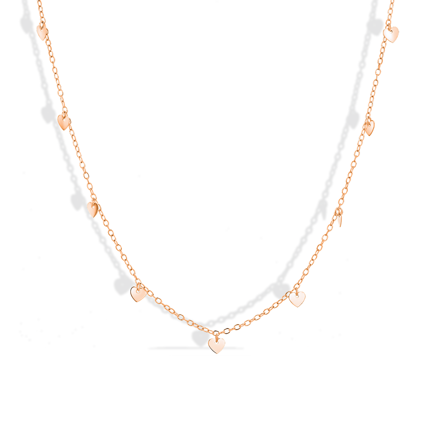Sequential Series Heart Love Chain Necklace 14K Gold