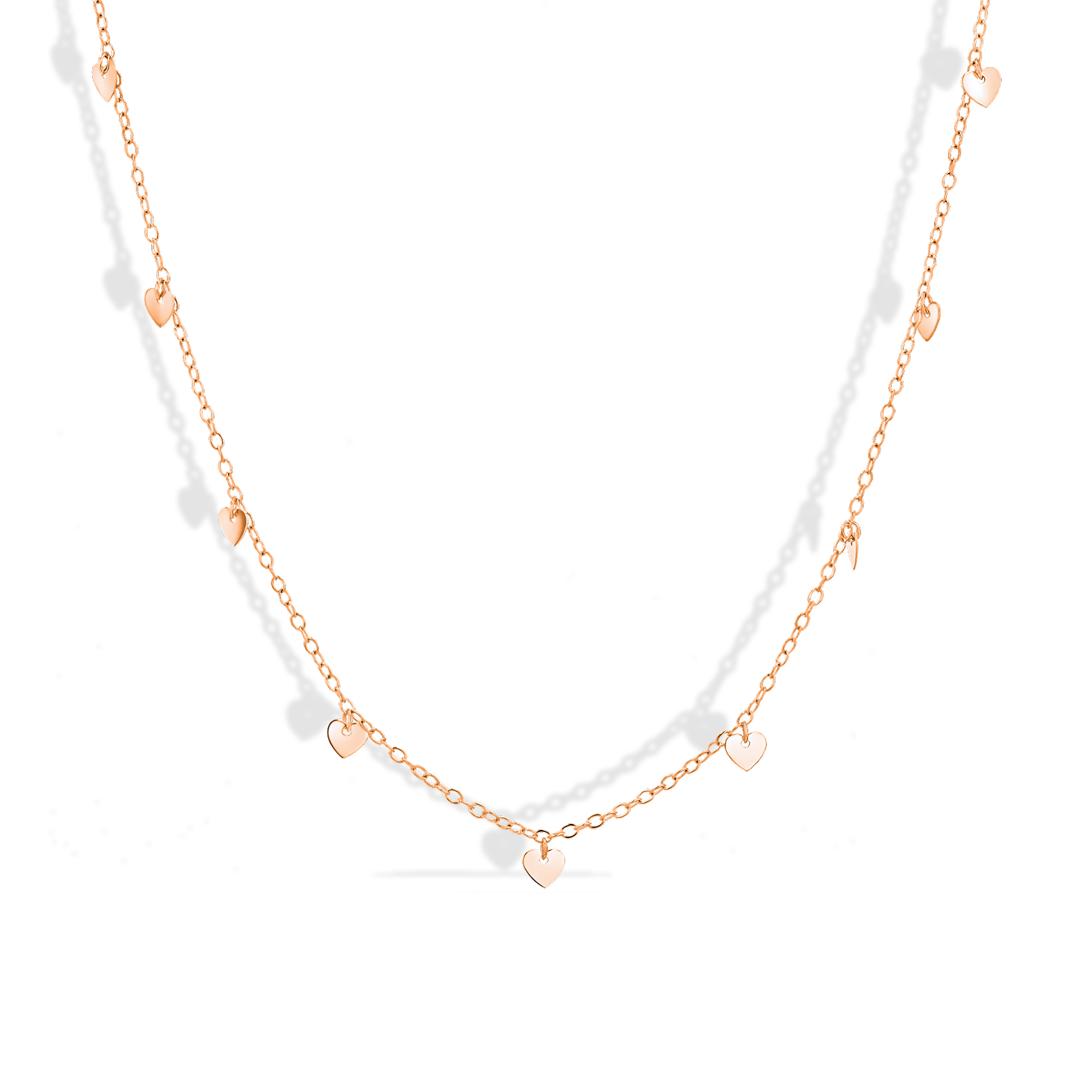 Sequential Series Heart Love Chain Necklace 14K Gold