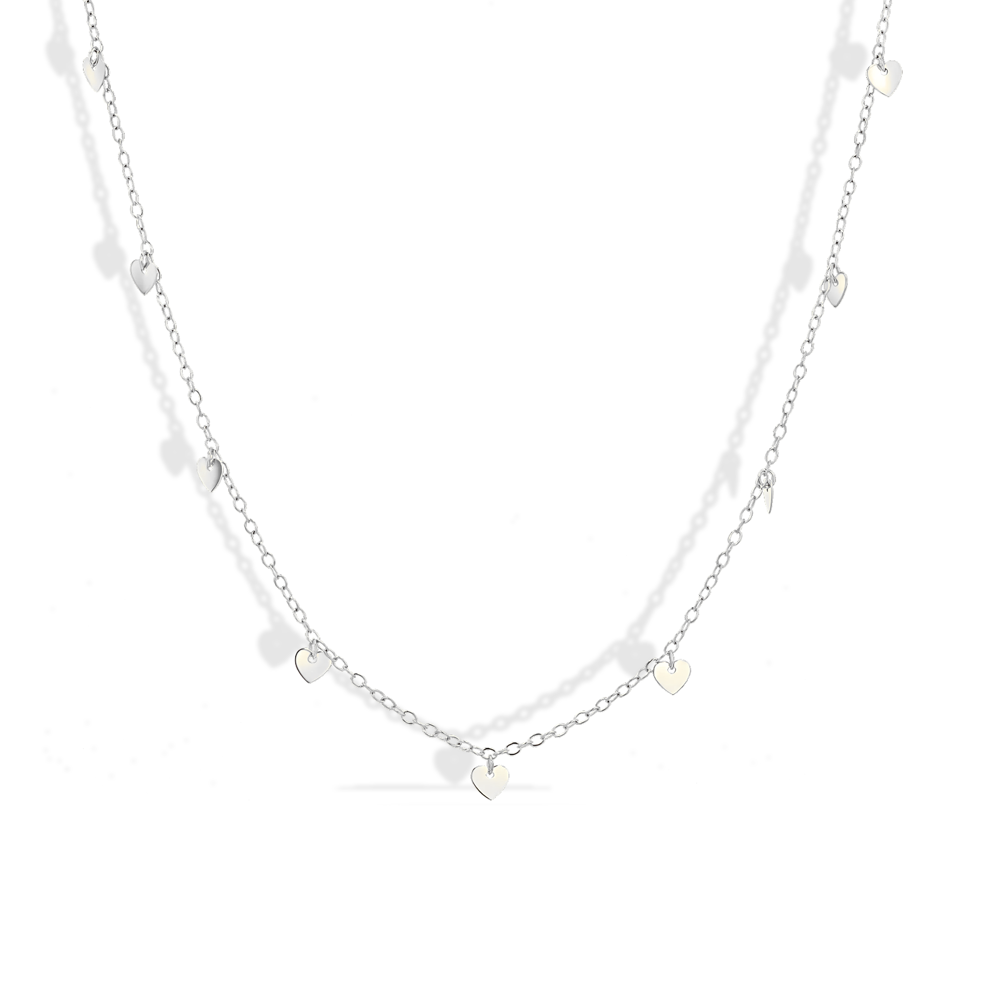 Sequential Series Heart Love Chain Necklace 14K Gold