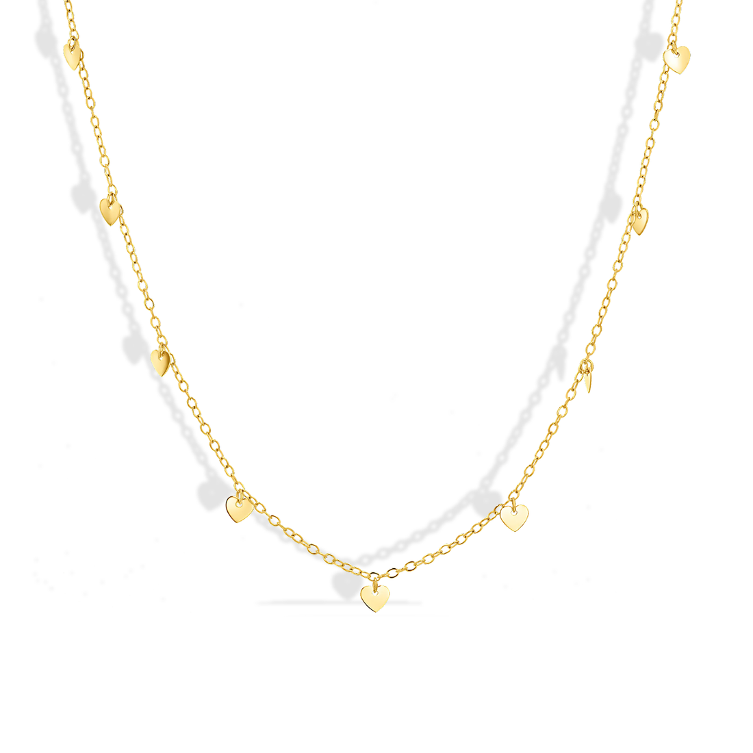 Sequential Series Heart Love Chain Necklace 14K Gold