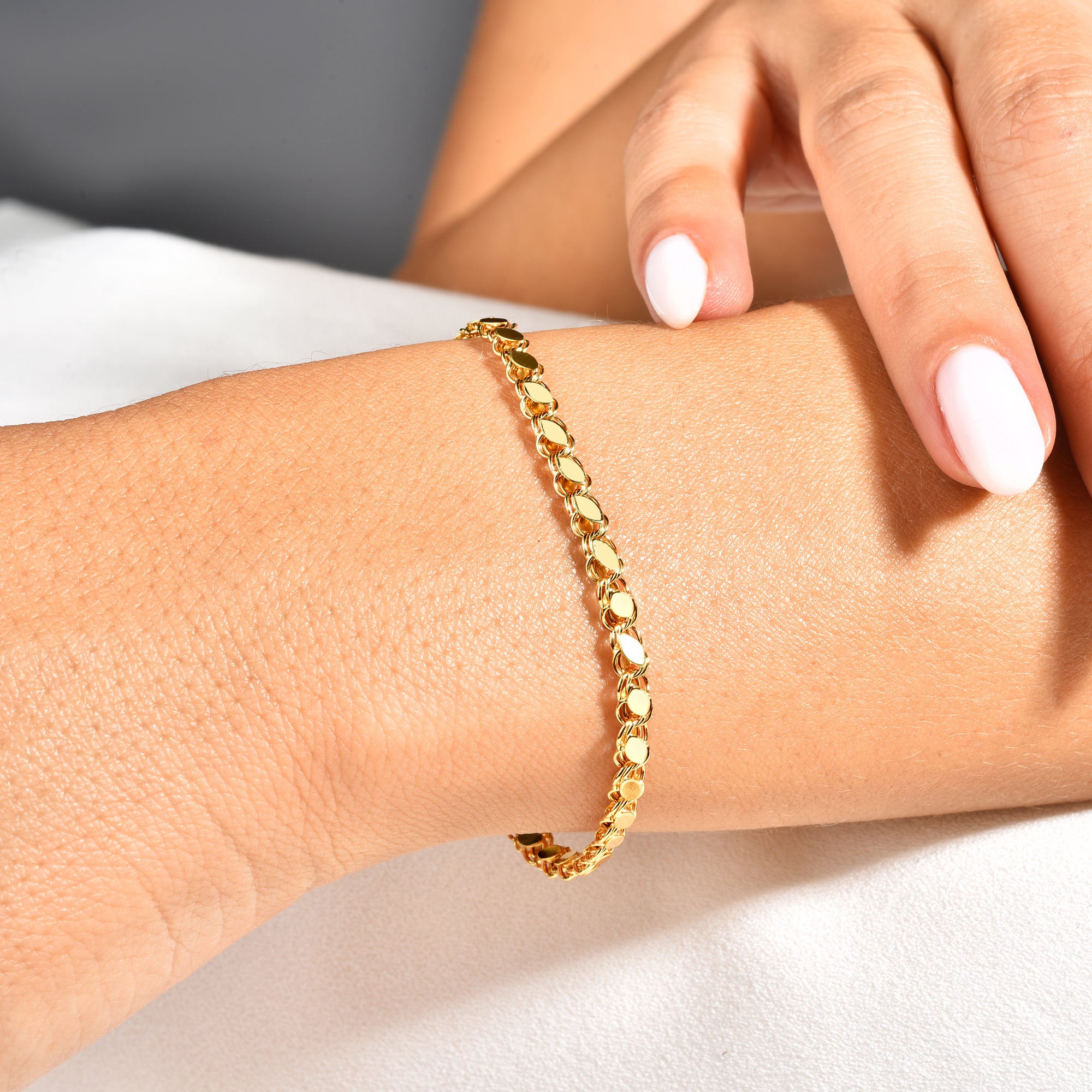 Sequin Chain Bracelet 14K Gold