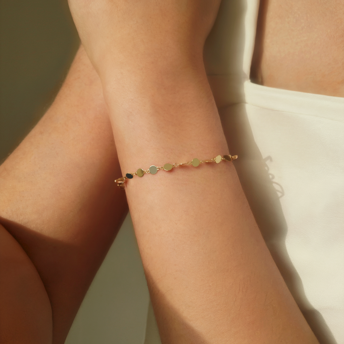 Sequined Mirror Chain Bracelet 14K Gold