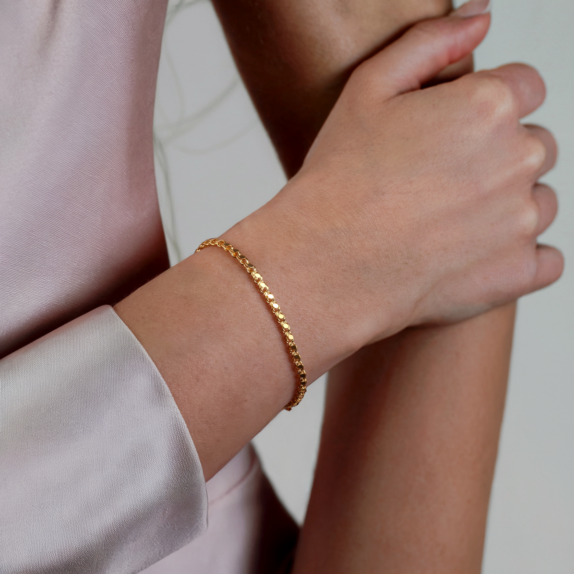 Sequined Mirror Sparkle Bracelet 14K Gold