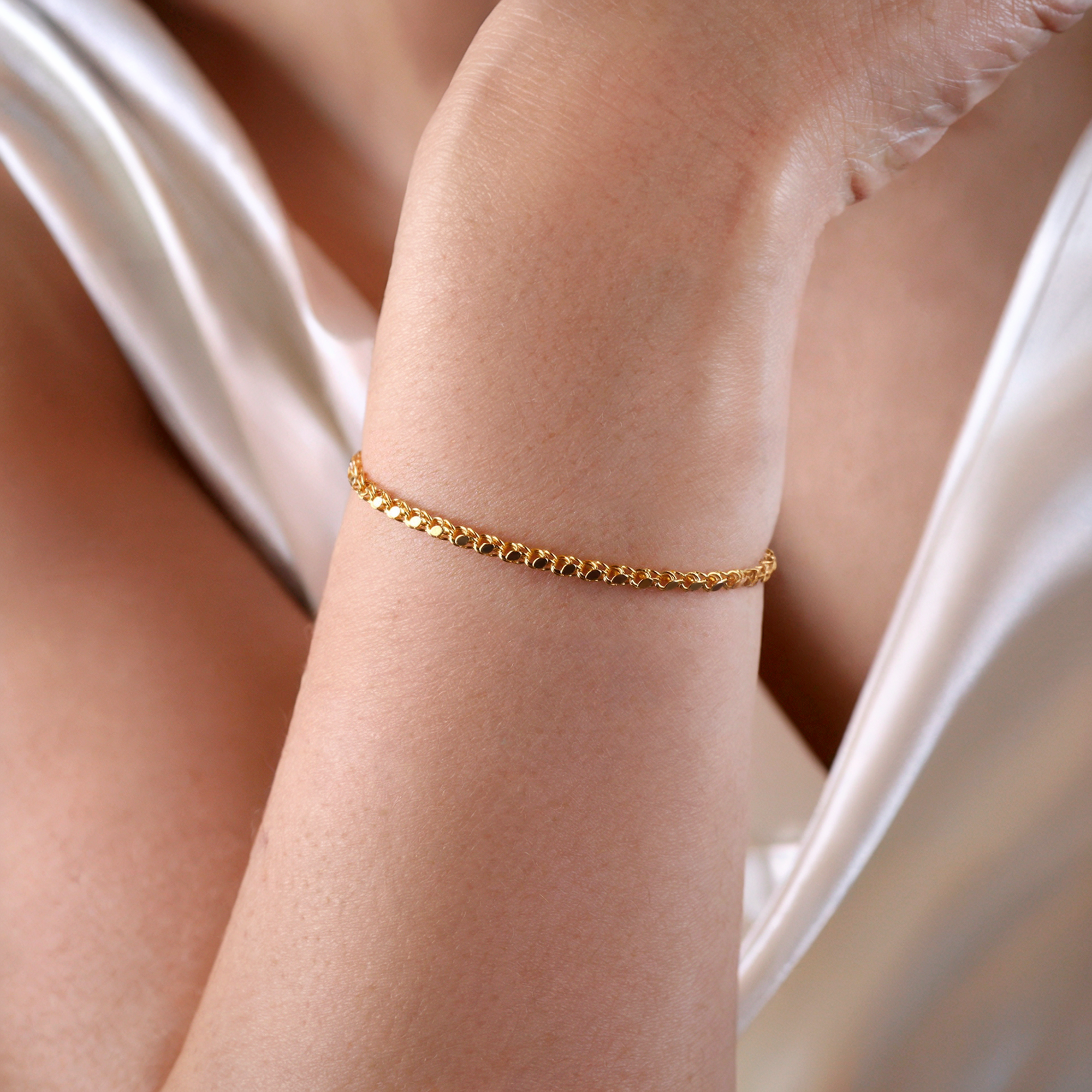 Sequined Mirror Sparkle Bracelet 14K Gold