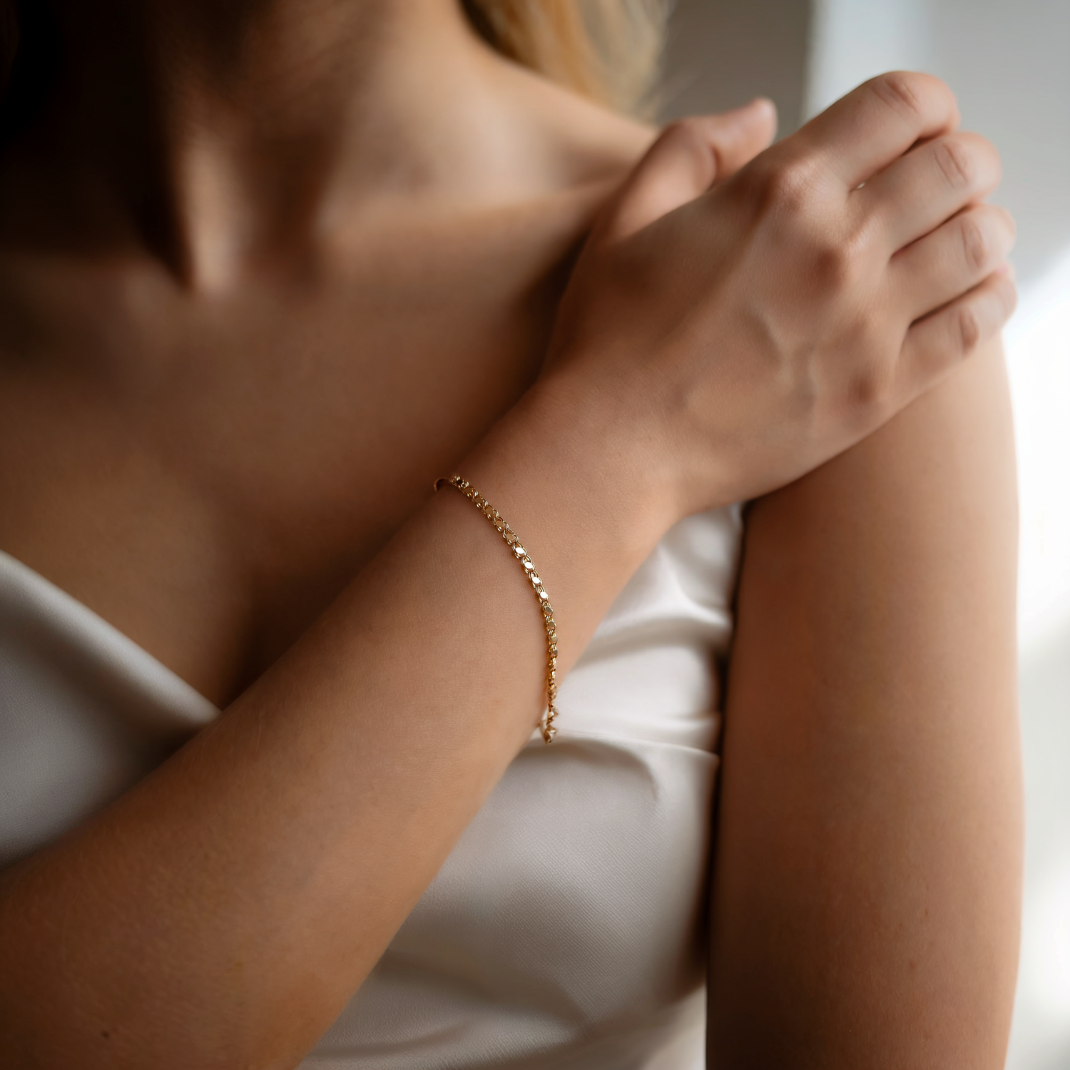 Sequined Mirror Sparkle Bracelet 14K Gold