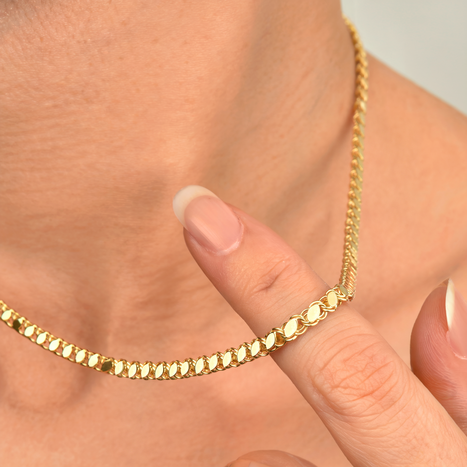 Sequin Chain Necklace 14K Gold
