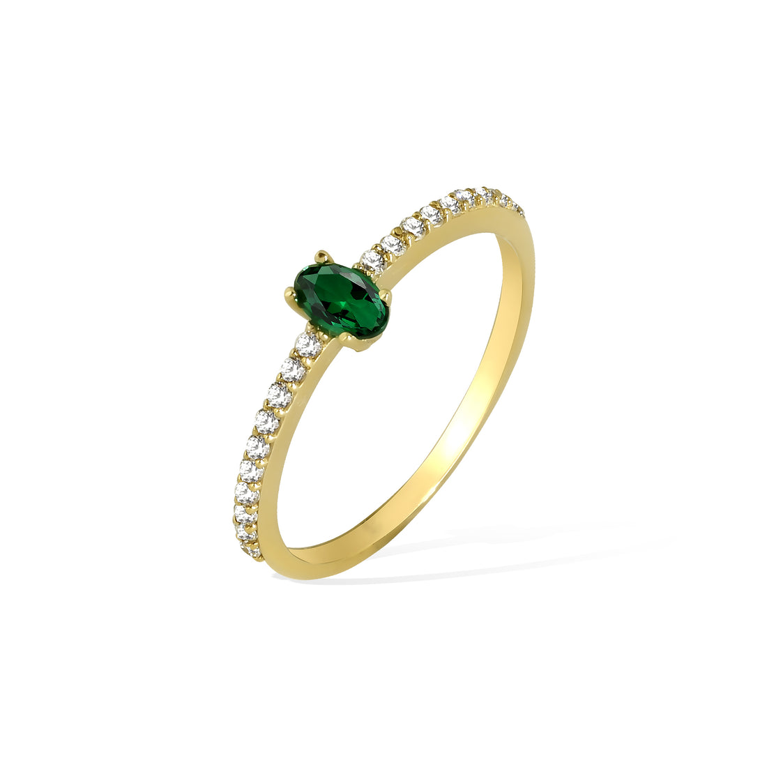 Serial Green Diamond Ring 14K Gold		