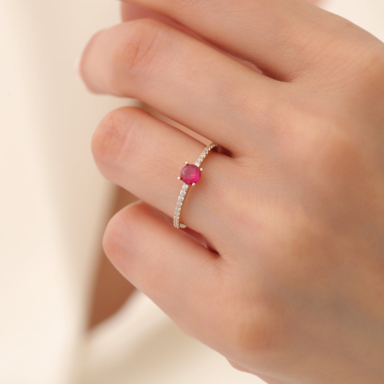 Serial Pink Diamond Ring 14K Gold