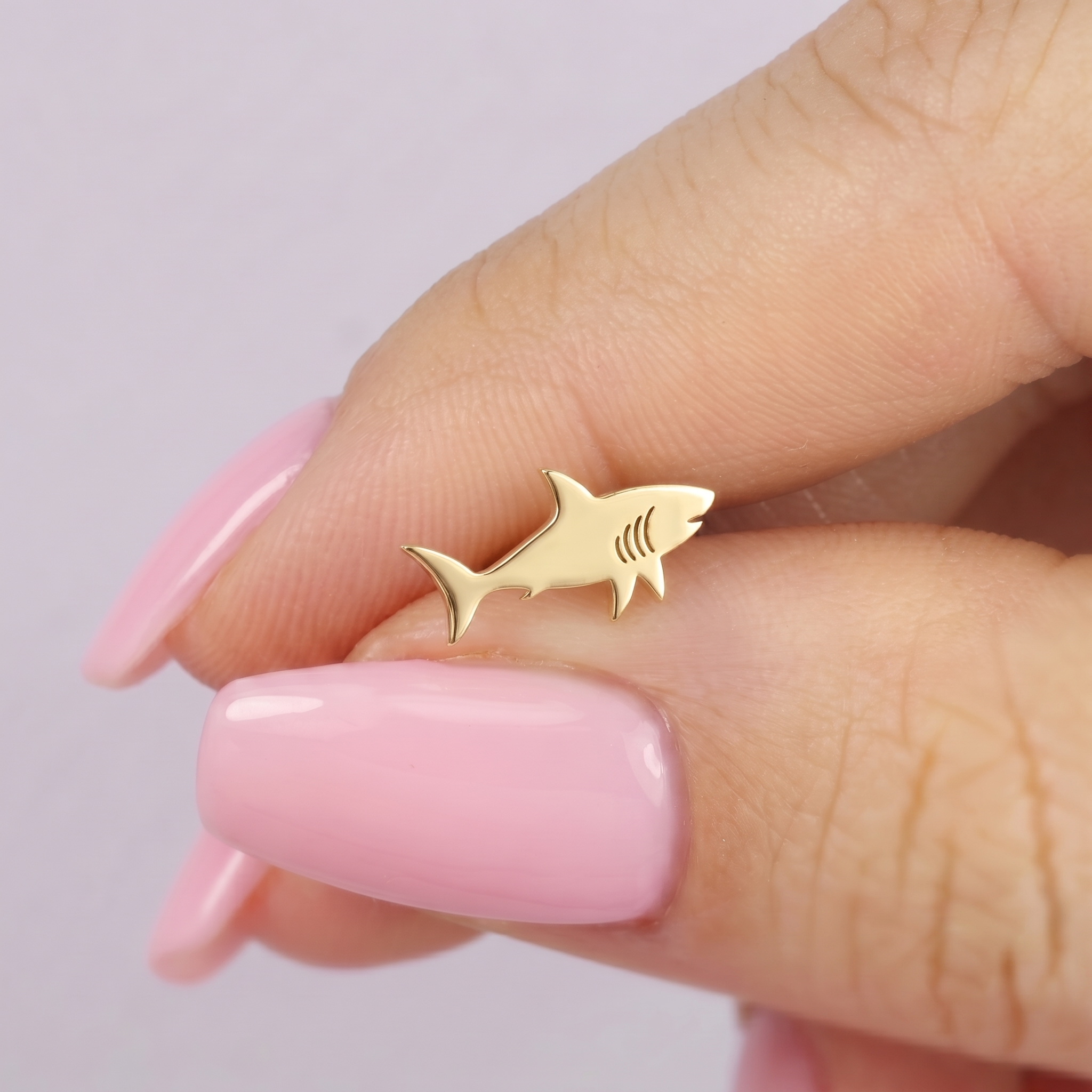 Shark Flatback Ear Piercing 14K Gold / Silver
