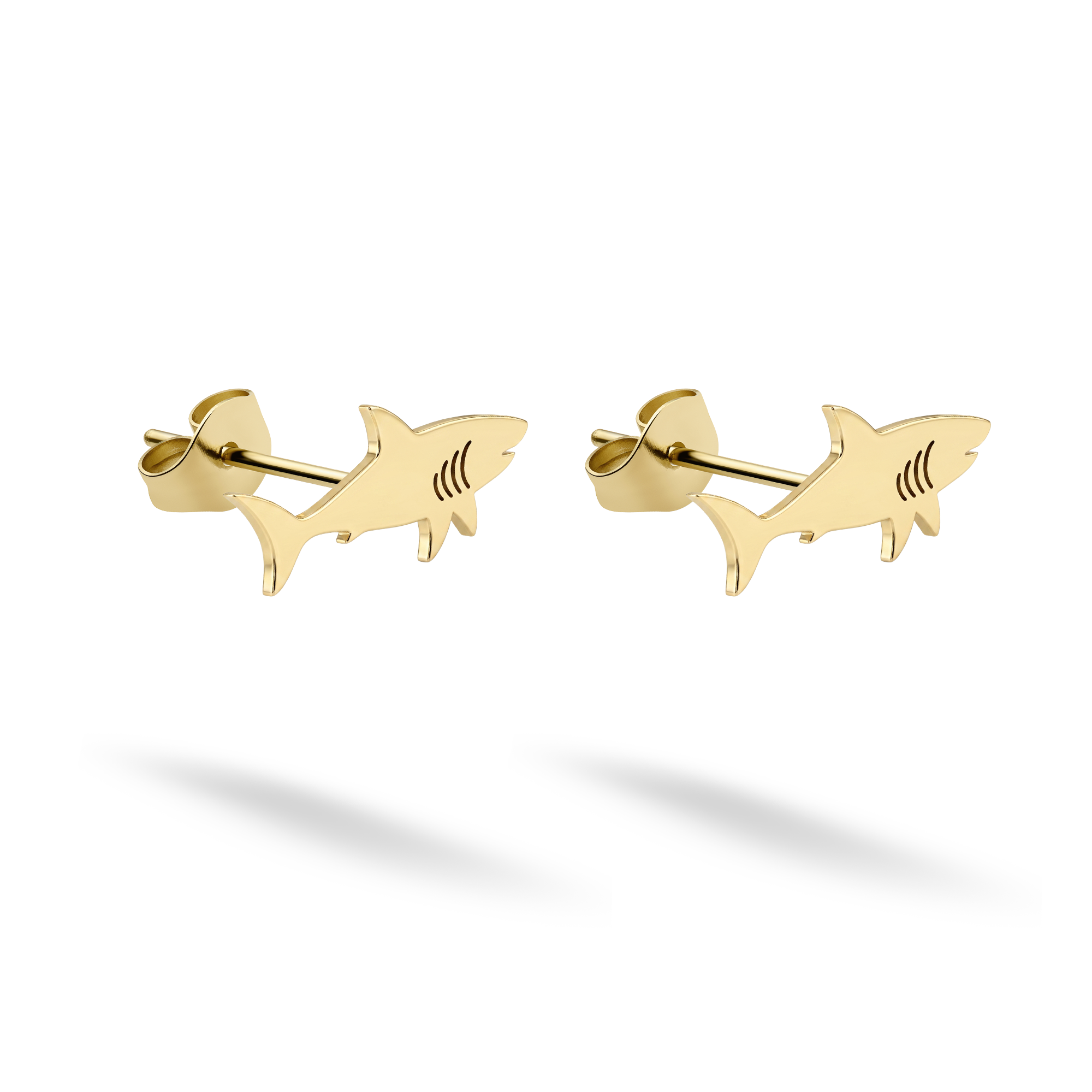 Shark Stud Earrings 14K Gold / Silver