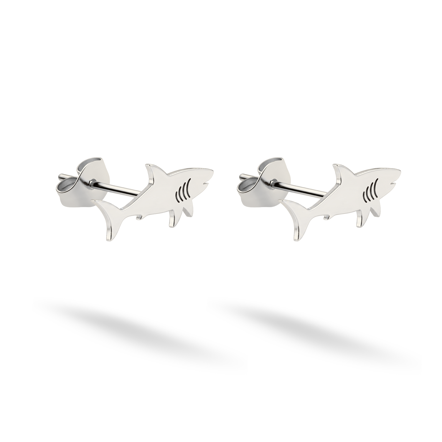 Shark Stud Earrings 14K Gold / Silver