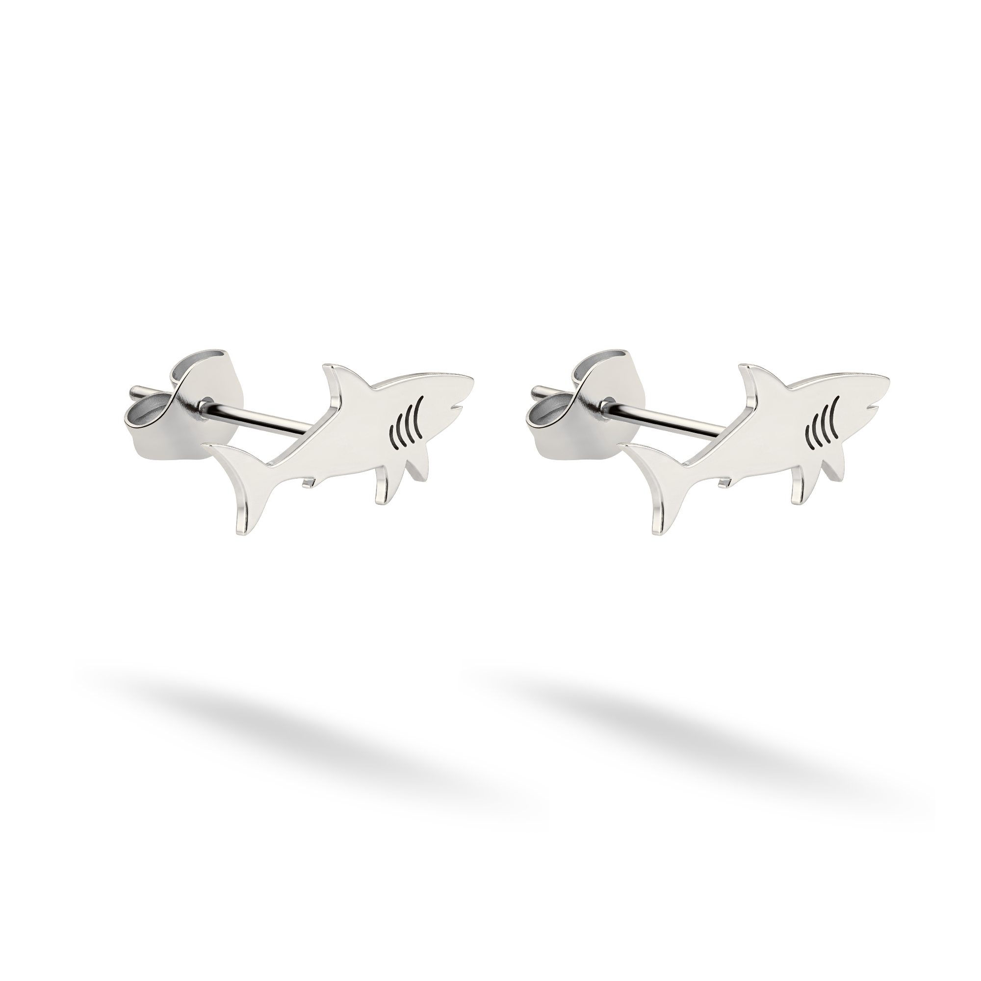 Shark Stud Earrings 14K Gold / Silver