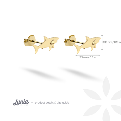 Shark Stud Earrings 14K Gold / Silver
