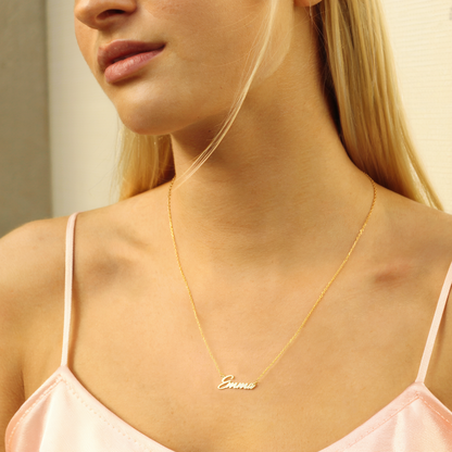 Signature Personalized Custom Name Necklace 14K Gold