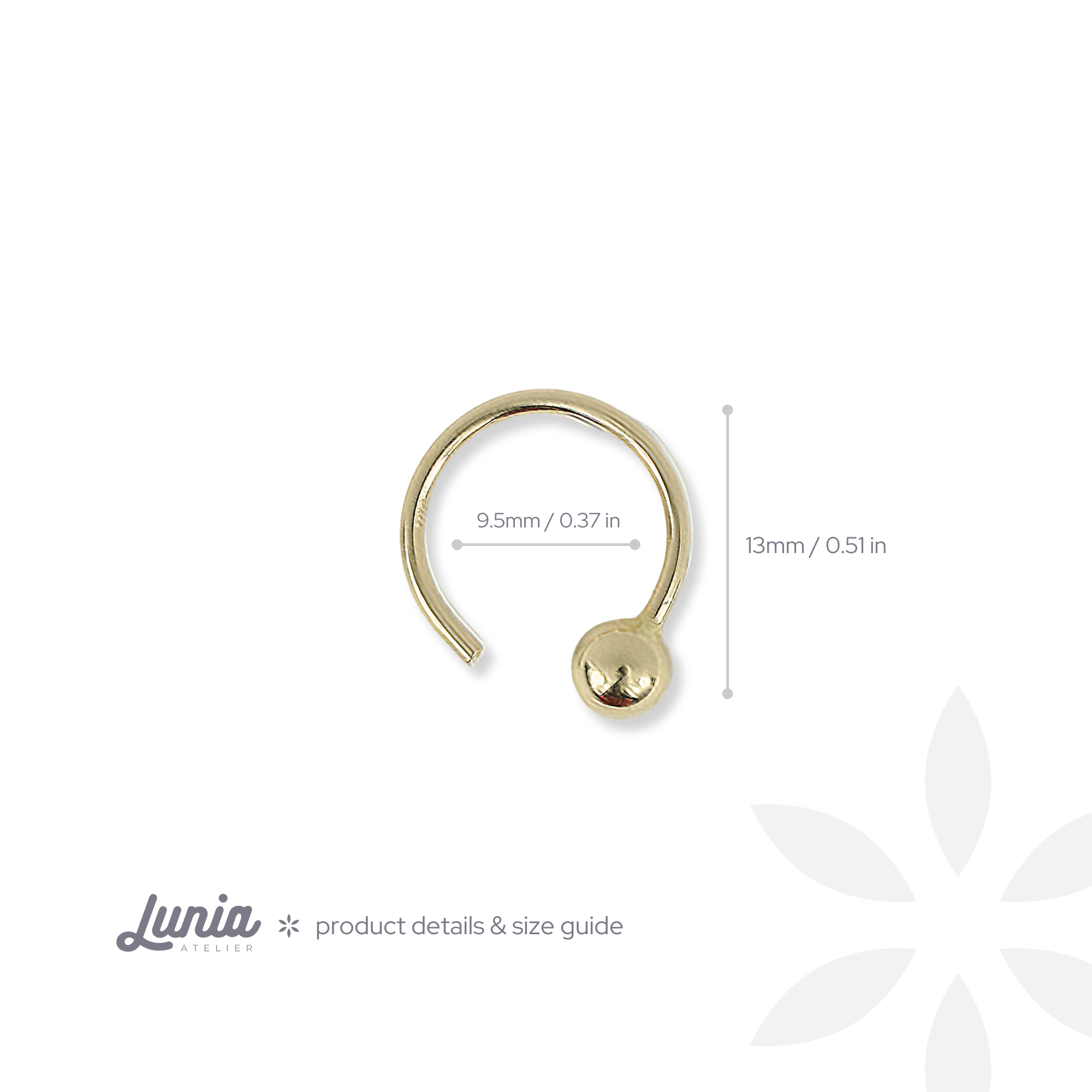 Single Ball Hoop Ear Piercing 14K Gold