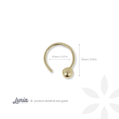 Single Ball Hoop Ear Piercing 14K Gold