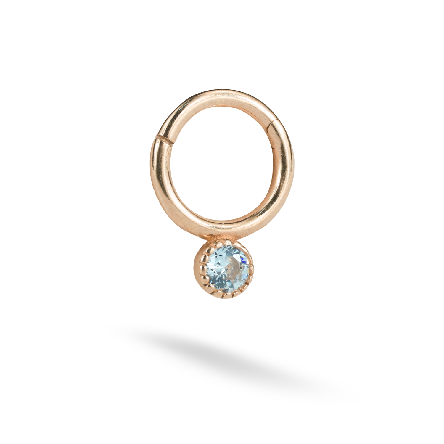 Single Stone Hoop Ear Piercing 14K Gold with CZ Stone